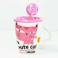 ANIMAL FACE CERAMIC MUG WITH SPOON-WF01011