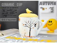 CERAMIC CUP WITH BIRD COVER-WF01036